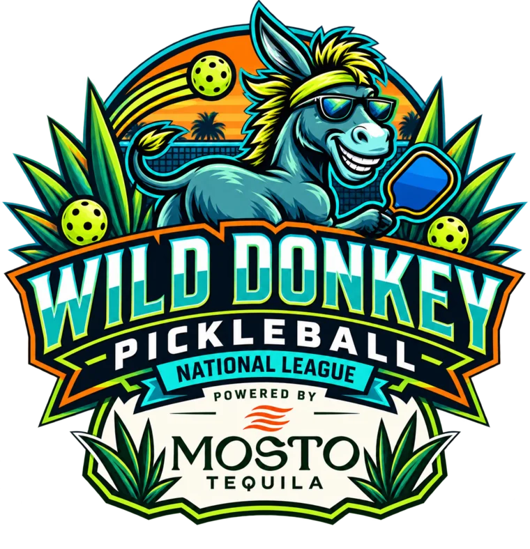 Wild Donkey Pickleball National League logo — powered by Mosto Tequila.
